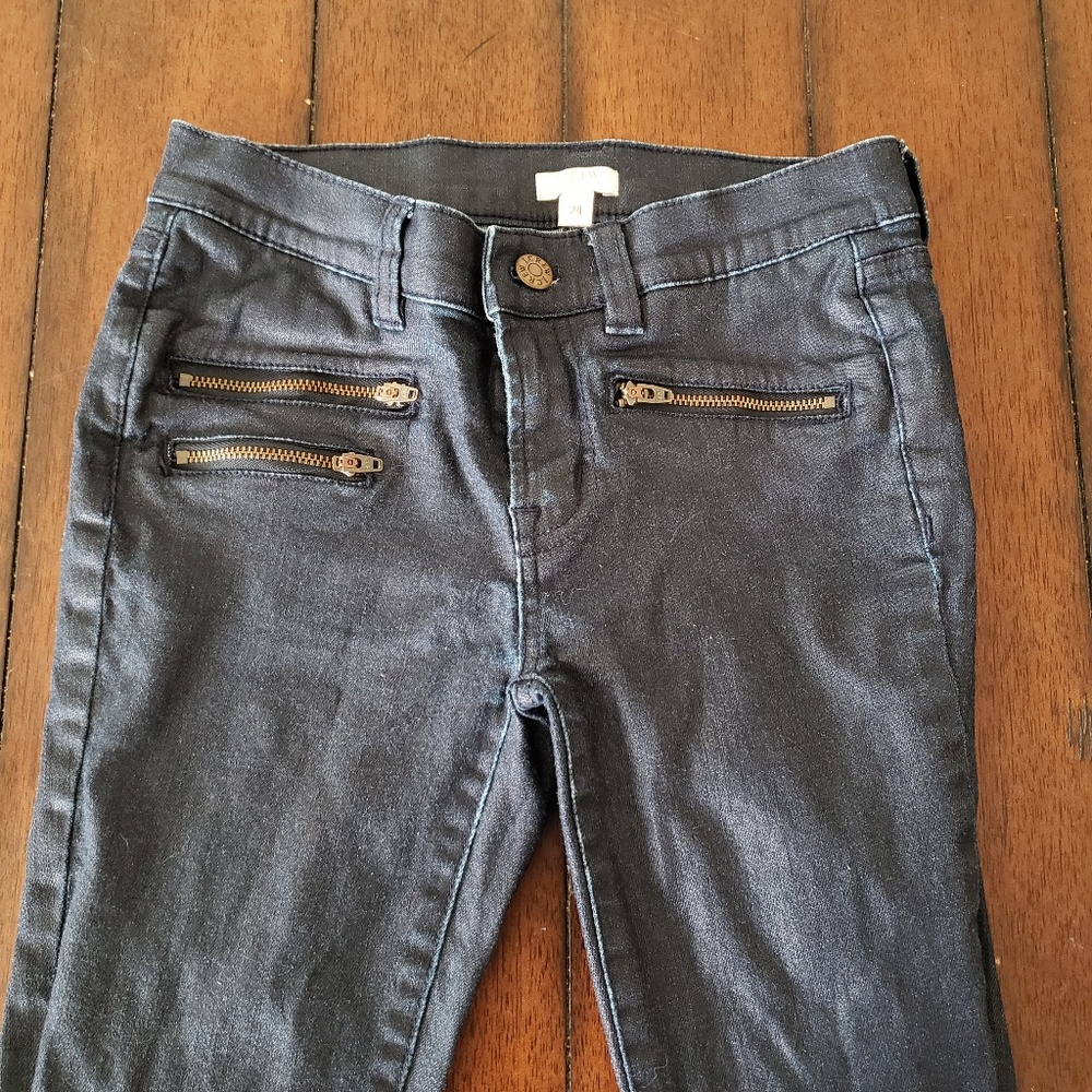 Sleek Dark Navy J.Crew Moto Jeans